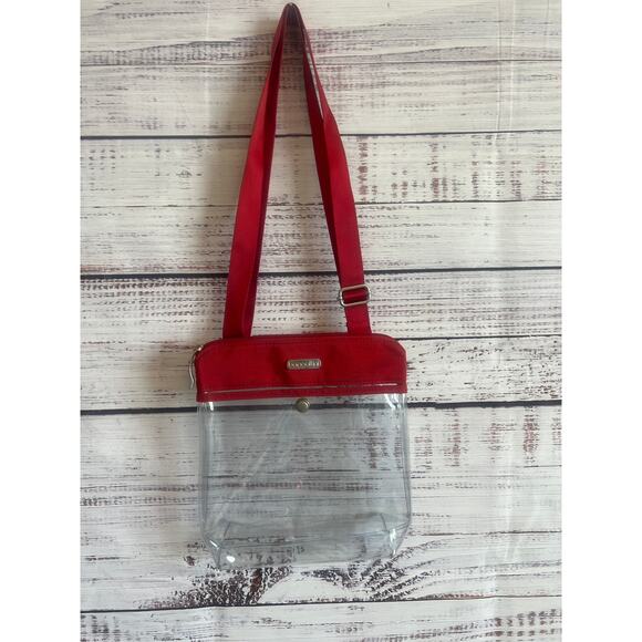 Bagallini Handbags - BAGALINNI STADIUM CLEAR POCKET CROSSBODY BAG RED